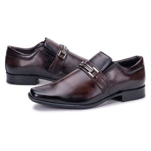 Sapato De Couro Espumado Masculino Confortável Café Berlim