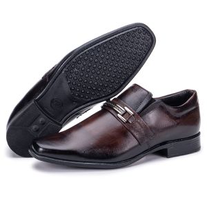 Sapato De Couro Espumado Masculino Confortável Café Berlim