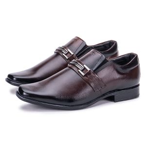 Sapato De Couro Espumado Masculino Confortável Marrom Berlim