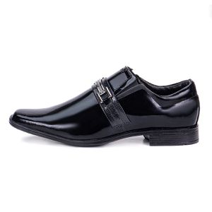 Sapato Social Masculino Couro Legítimo Verniz Preto Berlim