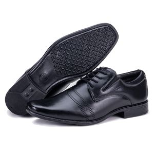 Sapato Social De Amarrar Couro Legítimo Preto Berlim