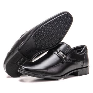 Sapato De Couro Masculino Preto Confortável Espumado Berlim
