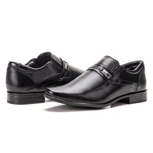 Sapato De Couro Masculino Preto Confortável Espumado Berlim