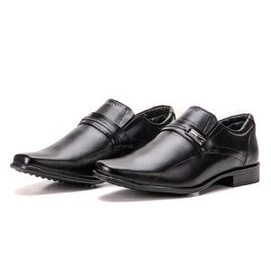 Sapato De Couro Masculino Preto Confortável Espumado Berlim