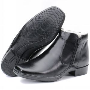 Calçado Bota Masculina Confort Em Couro Preto Kéffor New Confort