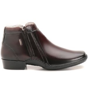Bota Botina Masculina Em Couro Marrom Zíper Macio New Confort