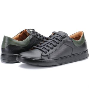 Sapatênis Casual Masculino Forro Couro Preto Kéffor Califórnia