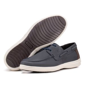 Mocassim Casual Slip On Couro Marinho Cancun