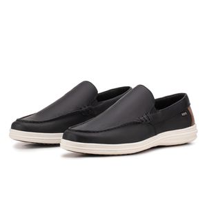 Mocassim Casual Couro Legítimo Preto Cancun