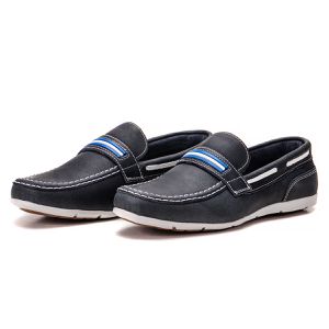 Mocassim Masculino De Couro Marinho Leve Caribe
