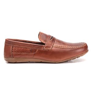 Mocassim Masculino De Couro Mogno Leve Confortável Caribe
