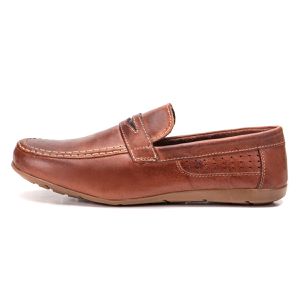 Mocassim Masculino De Couro Mogno Leve Confortável Caribe
