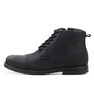Bota Masculina Couro Preto Confortável Chelsea 