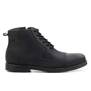 Bota Masculina Couro Preto Confortável Chelsea 