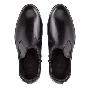 Bota Chelsea Couro Legítimo Preto Bico Redondo Confortável