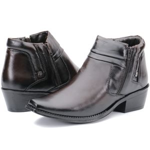 Bota Masculina Em Couro Bico Fino Café Kéffor Linha Comitiva