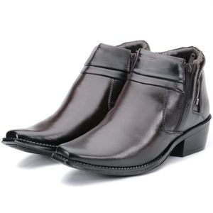 Bota Masculina Em Couro Bico Fino Café Kéffor Linha Comitiva
