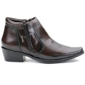 Bota Masculina Em Couro Bico Fino Marrom Kéffor Linha Comitiva