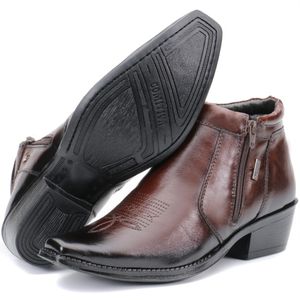 Bota Masculina Em Couro Bico Fino Café Kéffor Linha Comitiva