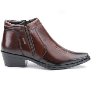 Bota Masculina Em Couro Bico Fino Café Kéffor Linha Comitiva