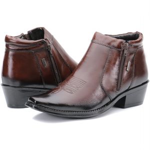 Bota Masculina Em Couro Bico Fino Café Kéffor Linha Comitiva