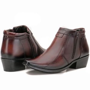 Bota Social Country Bico Fino Em Couro Marrom Macia Comitiva