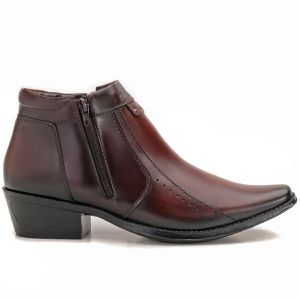 Bota Social Country Bico Fino Em Couro Marrom Macia Comitiva