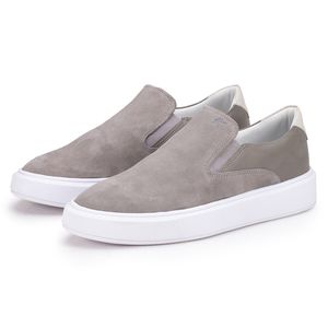 Mocassim Compass 305 De Couro Cinza Confortável Casual