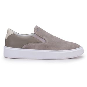 Mocassim Compass 305 De Couro Cinza Confortável Casual