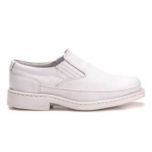 Sapato Ortopédico De Couro Branco Calce Fácil Confort Fly