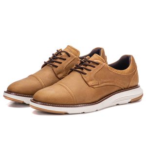 Sapato Casual De Couro Masculino Bege Copenhagen