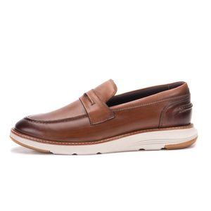 Sapato Casual De Couro Masculino Mocassim Marrom Copenhagen