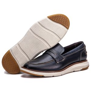 Sapato Casual De Couro Masculino Mocassim Marinho Copenhagen