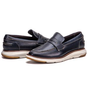 Sapato Casual De Couro Masculino Mocassim Marinho Copenhagen