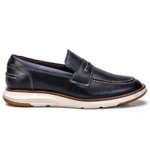 Sapato Casual De Couro Masculino Mocassim Marinho Copenhagen