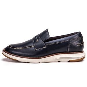 Sapato Casual De Couro Masculino Mocassim Marinho Copenhagen
