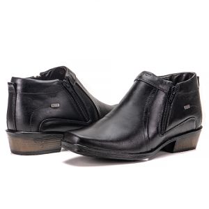 Bota Social De Couro Bico Quadrado Preto Arizona Country
