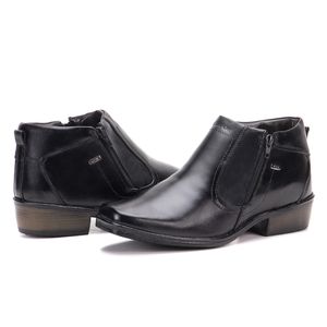 Botinha Social Masculina Couro Legítimo Preto Arizona Country