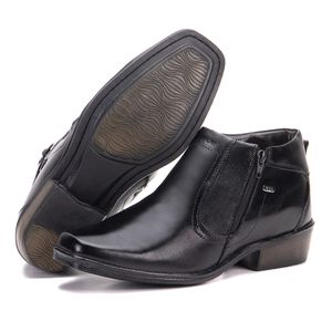Botinha Social Masculina Couro Legítimo Preto Arizona Country
