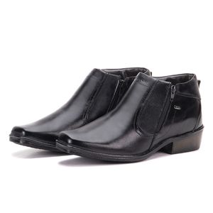 Botinha Social Masculina Couro Legítimo Preto Arizona Country