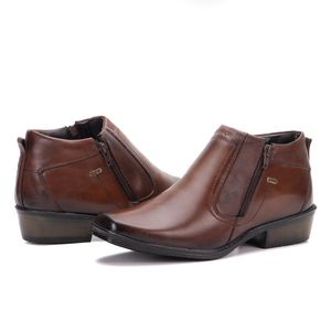 Botinha Social Masculina Couro Legítimo Café Arizona Country