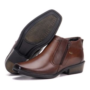 Botinha Social Masculina Couro Legítimo Café Arizona Country