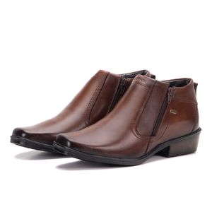 Botinha Social Masculina Couro Legítimo Café Arizona Country