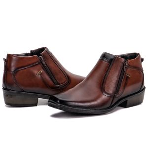 Botinha Social Masculina Couro Legítimo Mogno Arizona Country