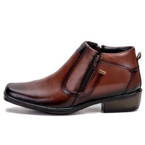 Botinha Social Masculina Couro Legítimo Mogno Arizona Country