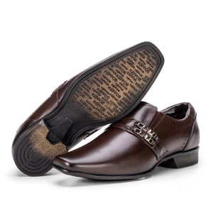 Sapato Social Linha Istambull New em Couro Castanho Com Detalhe Metalizado 