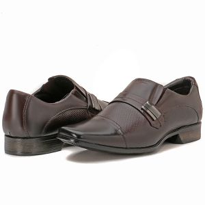Sapato Social Masculino Em Couro Marrom Espumado Istambull New