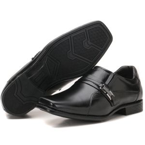 Sapato Social Masculino Couro Preto Bico Largo Metrópole New