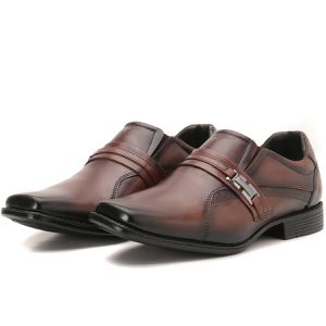 Sapato Social Masculino Couro Marrom Bico Largo Metrópole New