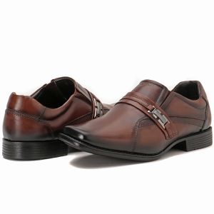 Sapato Social Masculino Couro Marrom Bico Largo Metrópole New